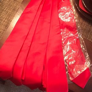 6 smooth red ties with matching handkerchief